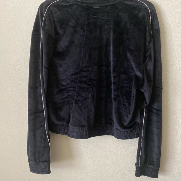 VICTORIAS SECRET WOMENS VELOUR DIAMENTE FULL ZIP TRACK JACKET SZ L  BLACK - Picture 8 of 8